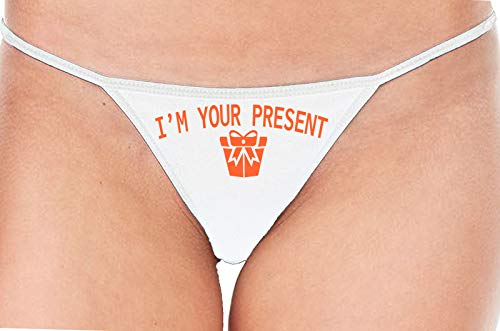 Knaughty Knickers I AM YOUR PRESENT IM I WILL BE GIFT White String Thong Panty