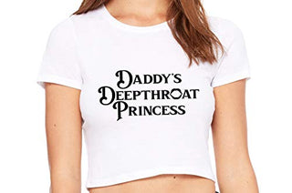 Knaughty Knickers Daddys Deepthroat Princess DDLG White Crop Cropped Tank Top