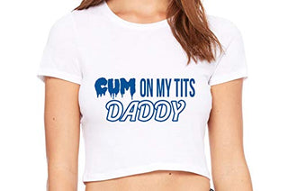 Knaughty Knickers Cum On My Tits Daddy Cum Play Cum Slut White Crop Tank Top