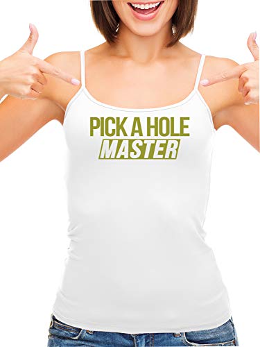 Knaughty Knickers Pick A Hole Master Mouth Ass Pussy Slut White Camisole Tank