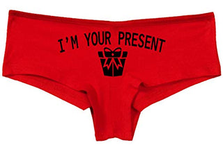 Knaughty Knickers I AM YOUR PRESENT IM I WILL BE GIFT Slutty Red Panties