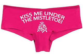 Knaughty Knickers Kiss Me Under The Mistletoe Christmas Sexy Fun Pink Boyshort