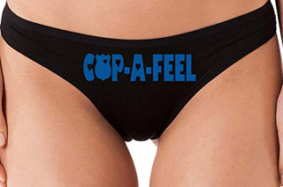 Knaughty Knickers Cop A Feel Police Wife Girlfriend LEO Black Thong Underwear