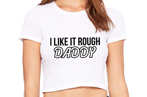 Knaughty Knickers I Like It Rough Daddy Spank Dominate White Crop Tank Top