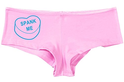Kanughty Knickers Women's Spank Me Valentines Candy Heart Hot Sexy Boyshort Soft Pink