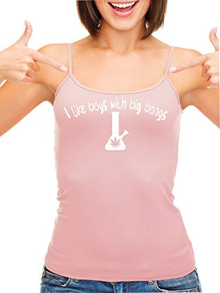 Knaughty Knickers I Like Boys With Big Bongs Pot Weed Pink Camisole Tank Top