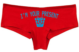 Knaughty Knickers I AM YOUR PRESENT IM I WILL BE GIFT Slutty Red Panties