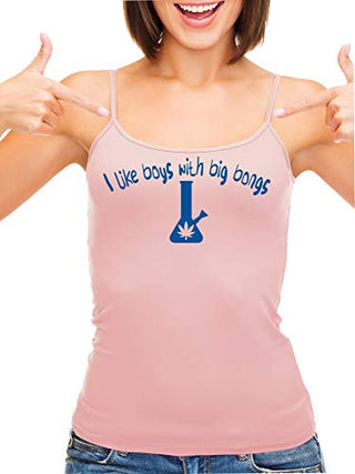 Knaughty Knickers I Like Boys With Big Bongs Pot Weed Pink Camisole Tank Top