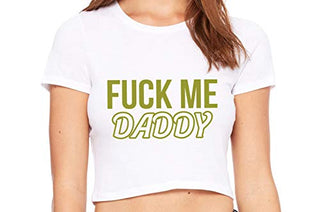 Knaughty Knickers Fuck Me Hard Daddy Pound Me Master White Crop Tank Top