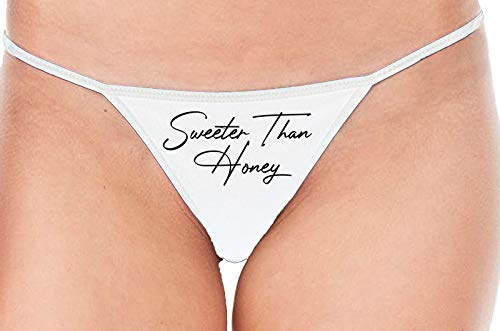 Knaughty Knickers Sweeter Than Honey Cute Oral Flirty White String Thong Panty