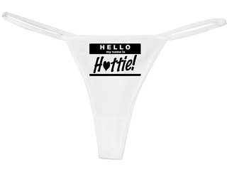 Knaughty Knickers Women's Hello My Name Hottie Tag Label Funny Thong