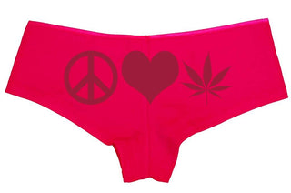 Knaughty Knickers Women's Peace Love Pot Weed Rave Hot Sexy Boyshort