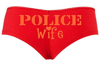 Knaughty Knickers Police Wife Sheriff LEO Thin Blue Line Cute Sexy Red Boyshort