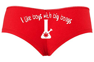 Knaughty Knickers I Like Boys With Big Bongs Pot Weed Slutty Red Boyshort