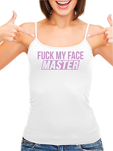 Knaughty Knickers Fuck My Face Master Oral Deepthroat White Camisole Tank Top