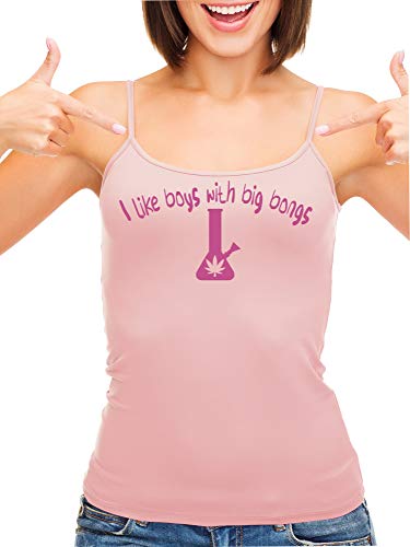 Knaughty Knickers I Like Boys With Big Bongs Pot Weed Pink Camisole Tank Top