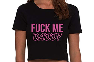 Knaughty Knickers Fuck Me Hard Daddy Pound Me Master Black Cropped Tank Top