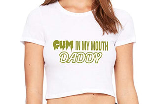 Knaughty Knickers Cum In My Mouth Daddy Oral Blow Job White Crop Tank Top