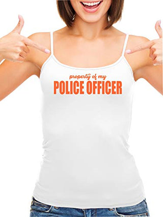 Knaughty Knickers Property of My Police Officer LEO Wife White Camisole Tank Top