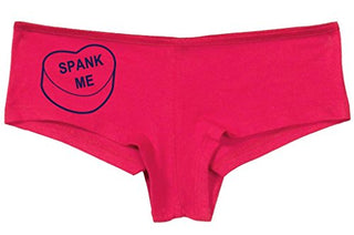 Knaughty Knickers Women's Spank Me Valentines Candy Heart Hot Sexy Boyshort Fuchsia Pink/Black