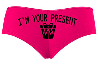 Knaughty Knickers I AM YOUR PRESENT IM I WILL BE GIFT Hot Pink Slutty Panties