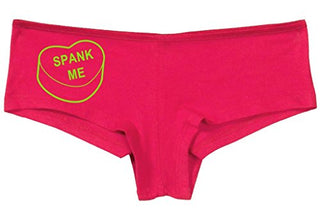 Knaughty Knickers Women's Spank Me Valentines Candy Heart Hot Sexy Boyshort Fuchsia Pink/Black