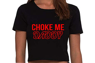 Knaughty Knickers Choke Me Daddy Obedient Submissive Black Cropped Tank Top