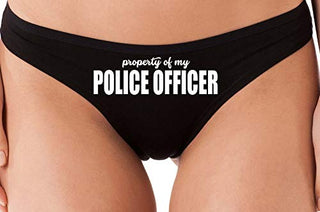 Knaughty Knickers Property of My Police Officer LEO Wife Black Thong Underwear