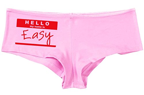 Kanughty Knickers Women's Hello My Name is Easy Fun Booty Hot Sexy Boyshort Soft Pink