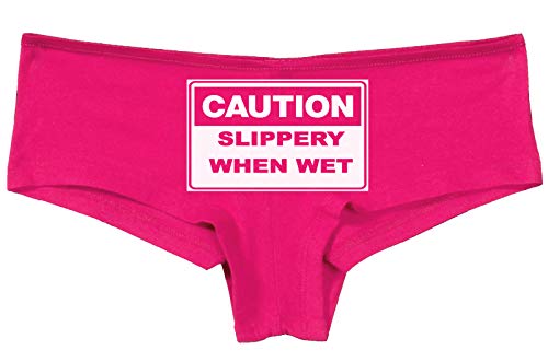 Knaughty Knickers Caution Slippery When Wet Funny flirty sexy pink Underwear