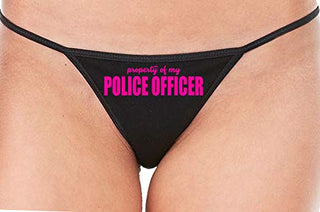 Knaughty Knickers Property of My Police Officer LEO Wife Black String Thong