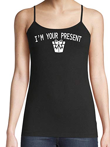 Knaughty Knickers I AM YOUR PRESENT IM I WILL BE GIFT Black Camisole Tank Top