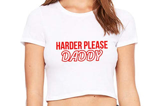 Knaughty Knickers Harder Please Daddy Give It To Me Rough White Crop Tank Top