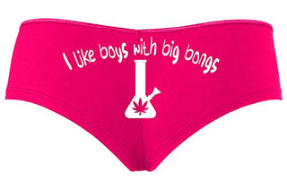 Knaughty Knickers I Like Boys With Big Bongs Pot Weed Hot Pink Slutty Panties