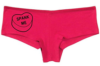 Knaughty Knickers Women's Spank Me Valentines Candy Heart Hot Sexy Boyshort Fuchsia Pink/Black