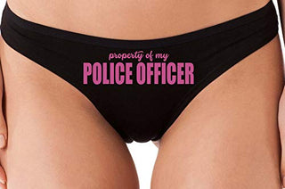 Knaughty Knickers Property of My Police Officer LEO Wife Black Thong Underwear