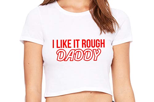 Knaughty Knickers I Like It Rough Daddy Spank Dominate White Crop Tank Top