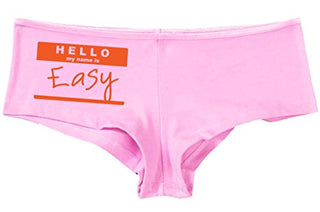 Kanughty Knickers Women's Hello My Name is Easy Fun Booty Hot Sexy Boyshort Soft Pink