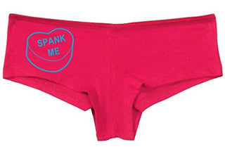 Knaughty Knickers Women's Spank Me Valentines Candy Heart Hot Sexy Boyshort Fuchsia Pink/Black