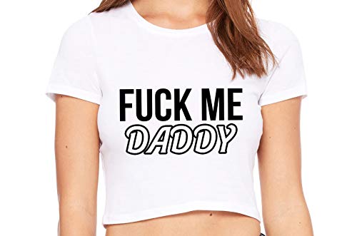 Knaughty Knickers Fuck Me Hard Daddy Pound Me Master White Crop Tank Top