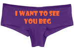 Knaughty Knickers I Want To See You Beg Get On Your Knees Slutty Purple Panties