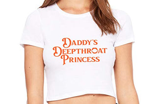 Knaughty Knickers Daddys Deepthroat Princess DDLG White Crop Cropped Tank Top