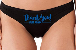 Knaughty Knickers Thank You Cum Again Sexy Flirty Cumslut Black Thong Underwear