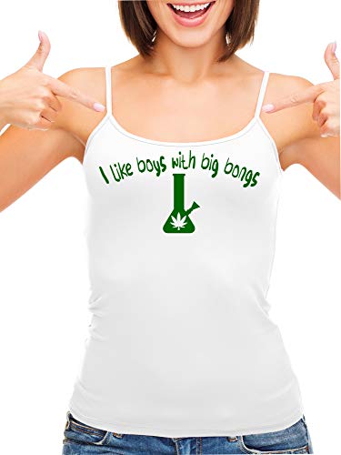 Knaughty Knickers I Like Boys With Big Bongs Pot Weed White Camisole Tank Top