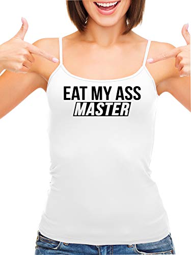 Knaughty Knickers Eat My Ass Master Lick It Submissive White Camisole Tank Top