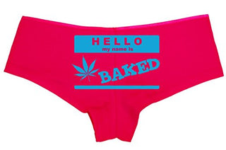 Knaughty Knickers Women's Hello My Name is Baked Weed Hot Sexy Boyshort