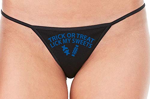 Knaughty Knickers Trick Or Treat Lick My Sweets Halloween Sexy Black String Thong Oral