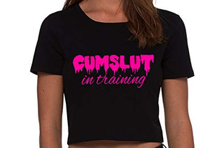 Knaughty Knickers Cumslut In Training Submissive Oral Sub Slut Black Crop Top