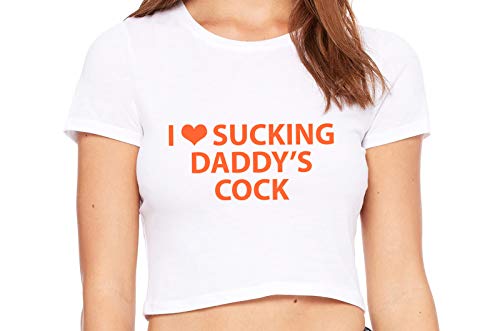 Knaughty Knickers I Love Sucking Daddys Cock DDLG Oral White Crop Tank Top