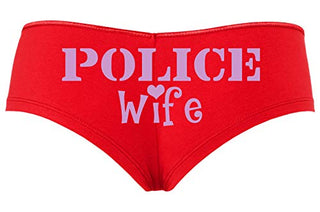 Knaughty Knickers Police Wife Sheriff LEO Thin Blue Line Cute Sexy Red Boyshort